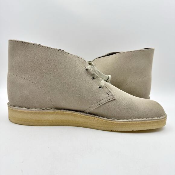 Clarks Mens Desert Coal Chukka Boots US 12 M EU 46 Stone Taupe Suede NIB - Picture 5 of 13